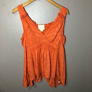 Anthropologie Maeve Bretta Tank Orange Ruffled S